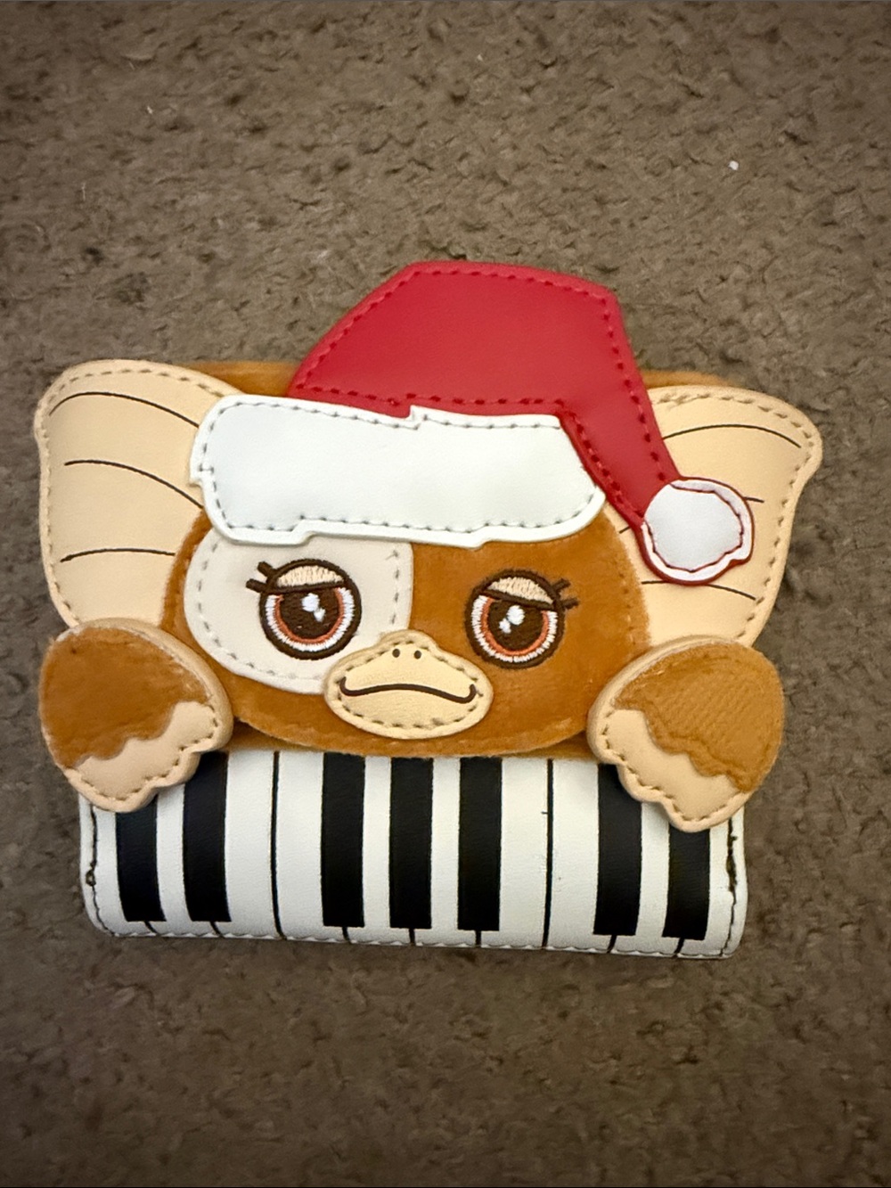 Loungefly Gizmo Piano Wallet with Santa Hat - Red, White, Black, Tan